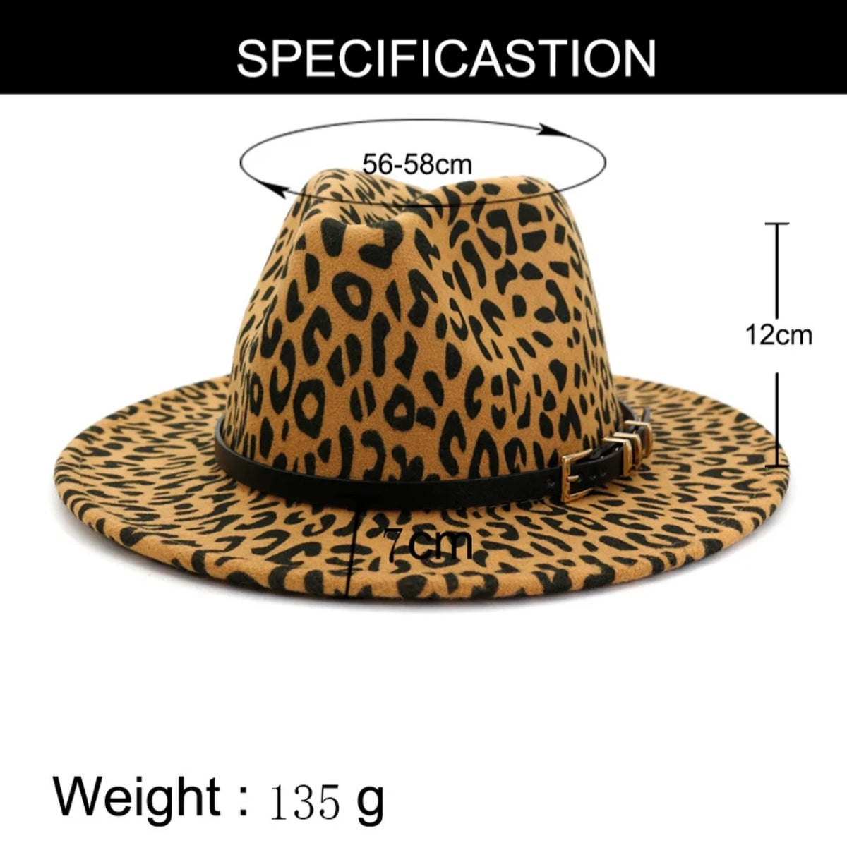 Caramel Leopard Fedora with Belt Strap